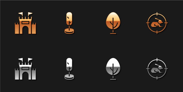 设置城堡树和狩猎的兔子图片下载