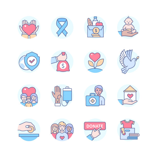 慈善-现代线条设计风格图标集图片下载