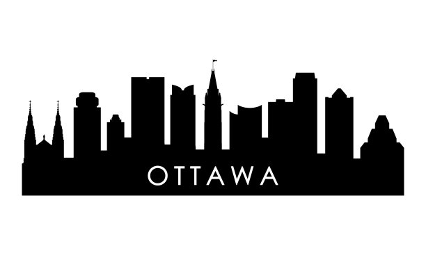 渥太华天际线剪影黑色渥太华城图片下载