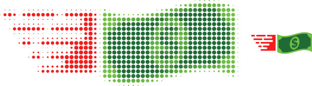 飞行美元钞票半色调点图标图片下载