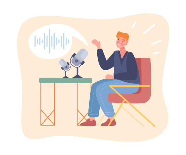男博主在录音棚录制播客图片下载