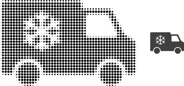 电冰箱车半色调点图标图片下载