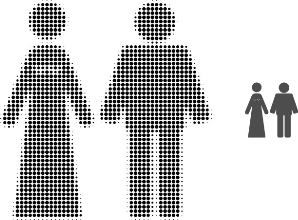 结婚的新郎和贿赂的半色调点图标图片下载