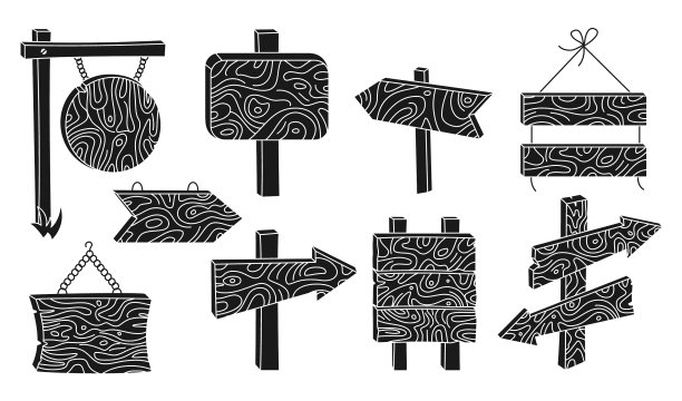 木制黑色象形古空广告牌设置图片下载