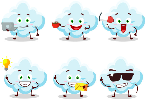 卡通人物有各种类型的云图片下载