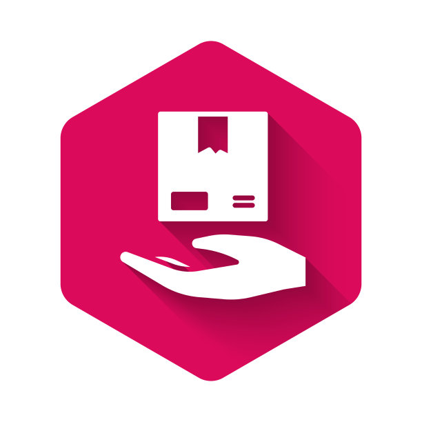 白色送货手与纸板箱图标图片下载