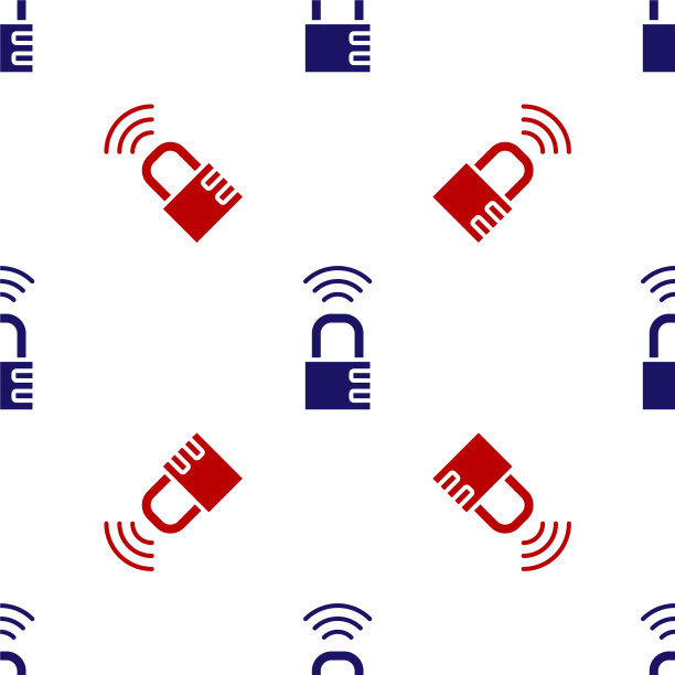 蓝色和红色智能安全密码锁图标图片下载