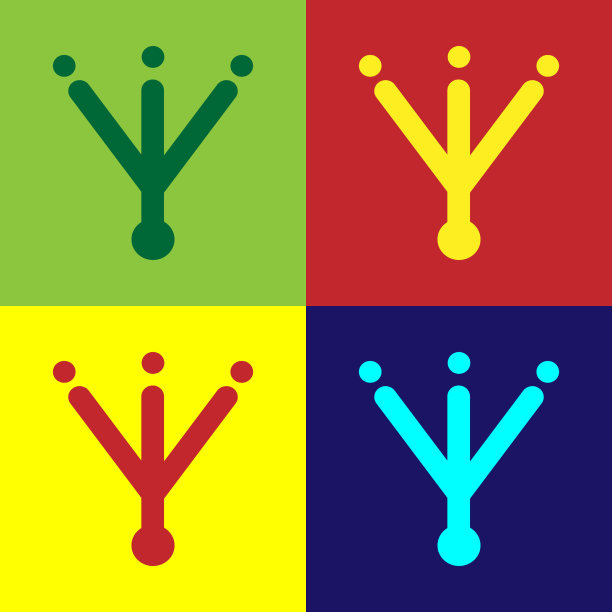 波普艺术鸟的足迹图标孤立的颜色图片下载