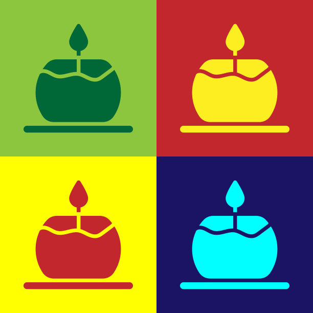 流行艺术香薰蜡烛图标隔离的颜色图片下载