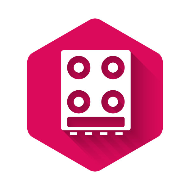 白色煤气炉图标孤立与长影子图片下载