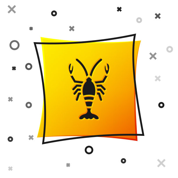 黑色龙虾图标孤立在白色的背景图片下载