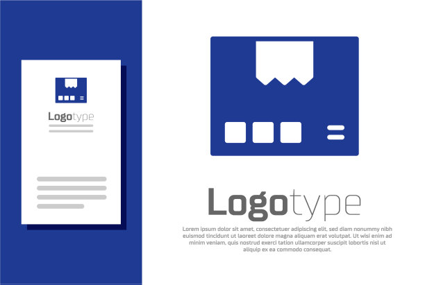 蓝色纸盒纸盒图标隔离在白色上图片下载