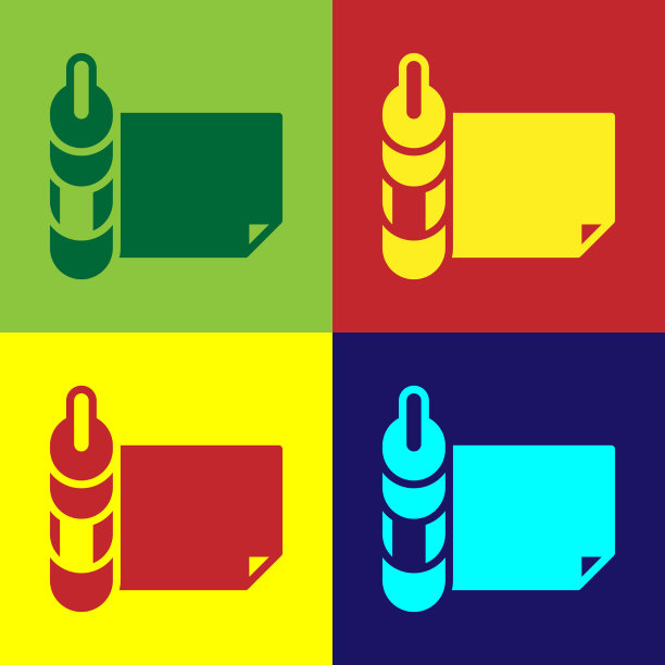 流行艺术卷纸图标隔离的颜色图片下载