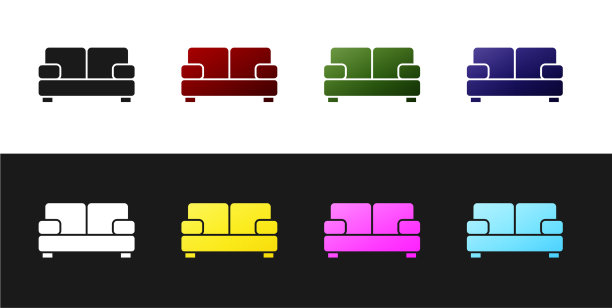 设置沙发图标隔离在黑白上图片下载