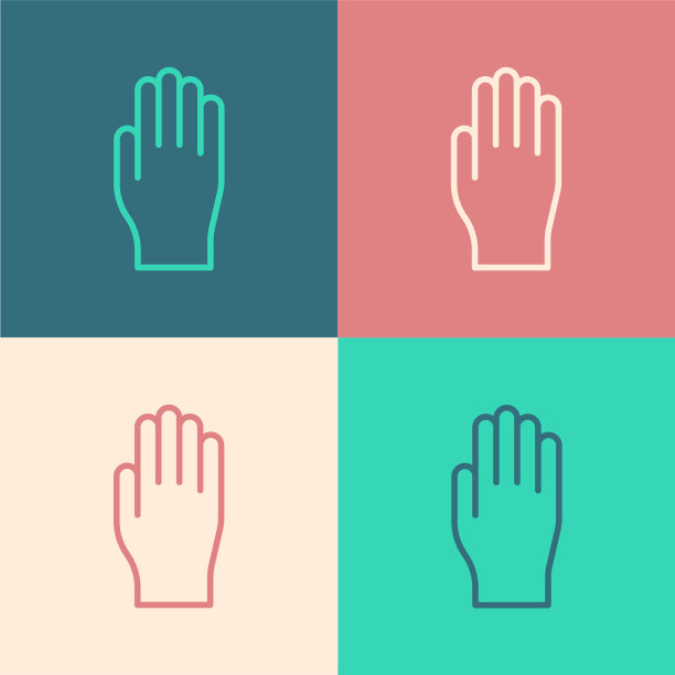 波普艺术线医用橡胶手套图标隔离图片下载