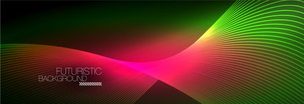 抽象的霓虹灯在黑暗中发出波浪般的光图片下载