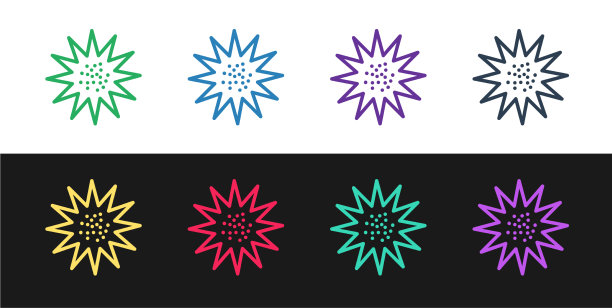 设线海胆图标孤立于黑色和图片下载