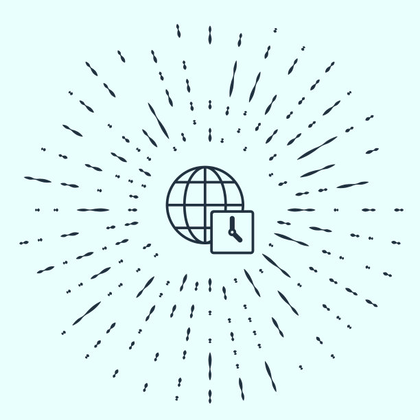 黑线世界时间图标孤立在灰色图片下载