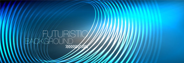 暗抽象背景与发光的霓虹灯圈图片下载