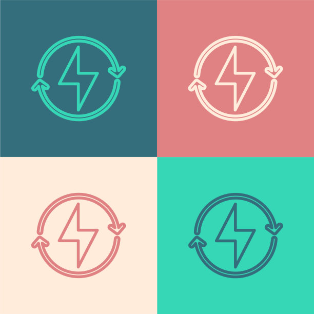 波普艺术线闪电图标隔离的颜色图片下载