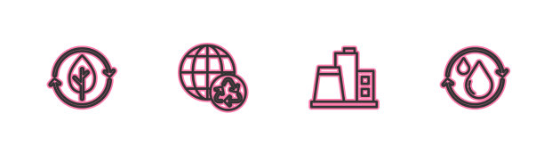 集线回收和树叶工厂地球图片下载