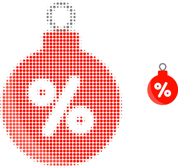圣诞折扣球半色调点图标图片下载