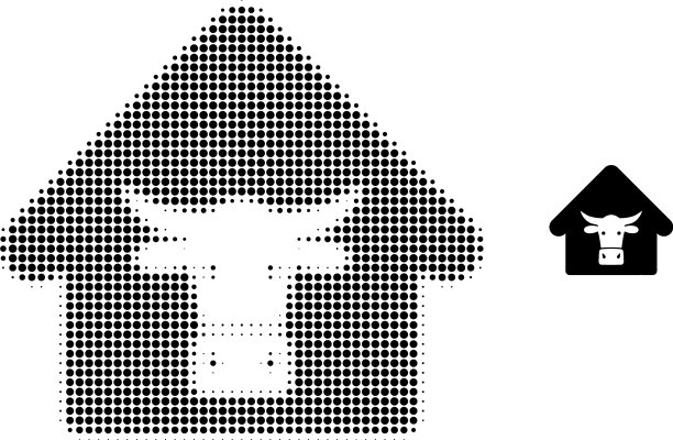 奶牛农场半色调点图标图片下载