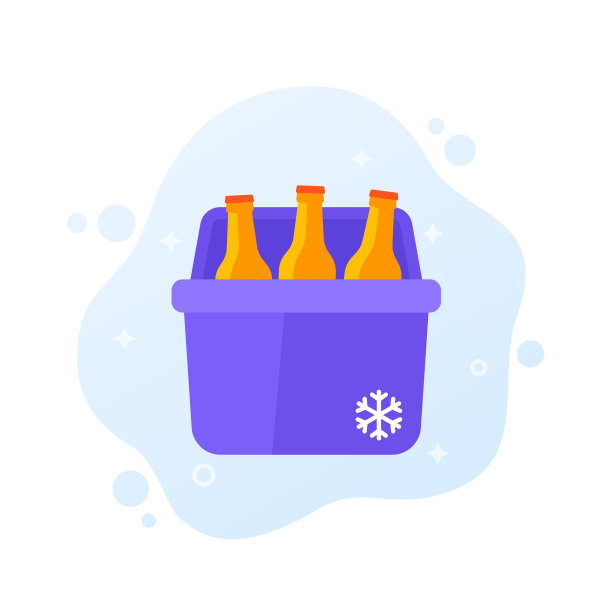 带有汽水瓶图标的便携式冷却器图片下载