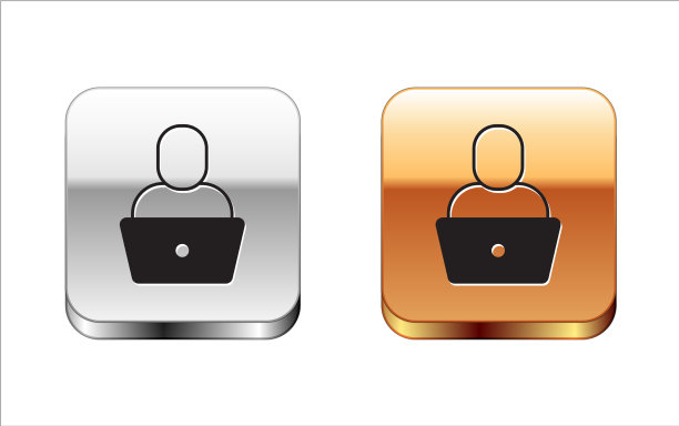 黑色自由职业者图标孤立在白色背景图片下载