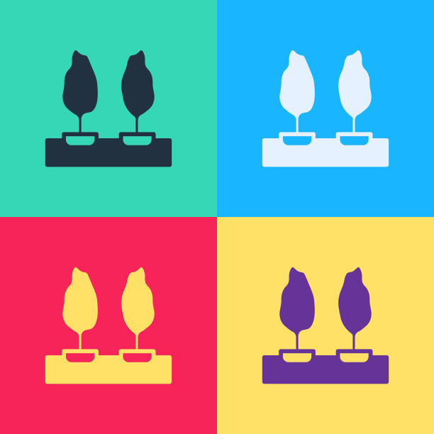 波普艺术树图标孤立的颜色背景图片下载