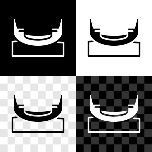 设置船秋千图标孤立在黑白上图片下载