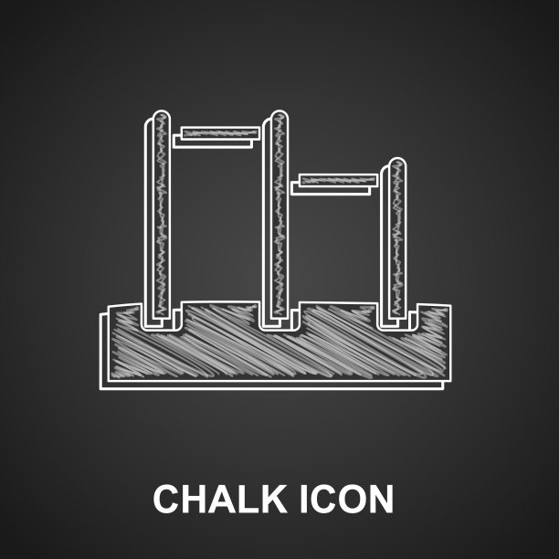 粉笔运动的横杆图标孤立在黑色图片下载