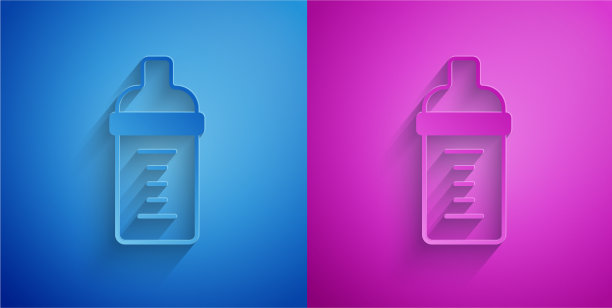 剪纸上有一个奶瓶上的图标图片下载