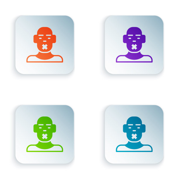 彩色头聋哑巴家伙图标孤立上图片下载