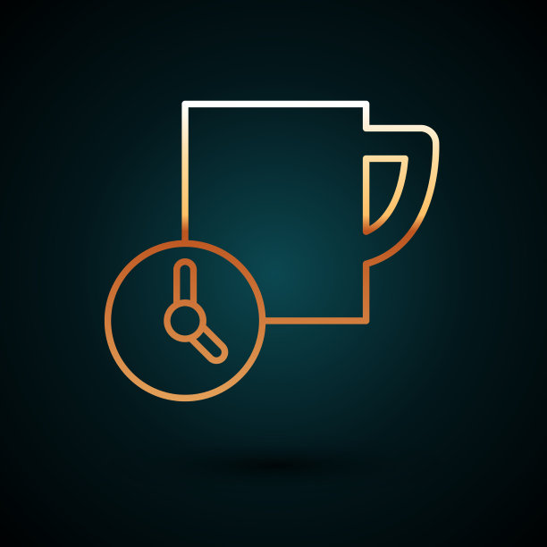 金线时间管理图标孤立于暗图片下载