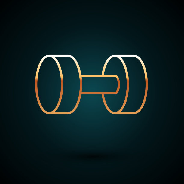 金线哑铃图标孤立上深蓝色图片下载