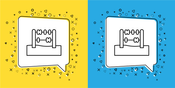 设线算盘图标隔离在黄色和蓝色上图片下载