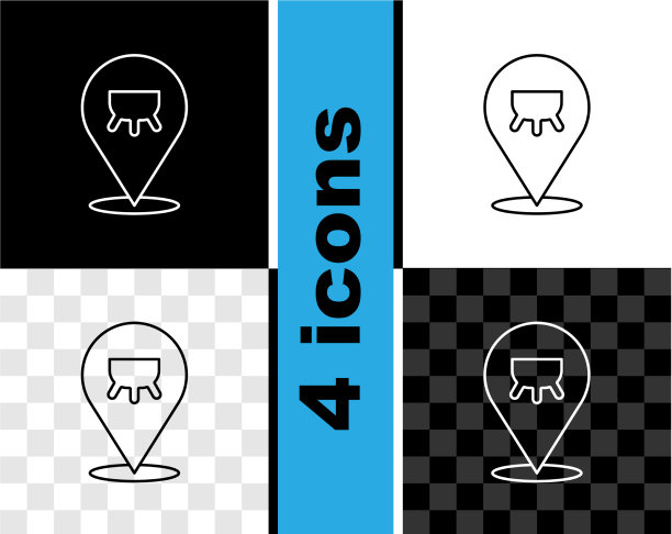 设置线乳腺图标隔离在黑色和白色图片下载