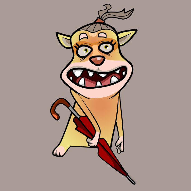 卡通猫女孩拿着伞惊讶地喵喵叫图片下载