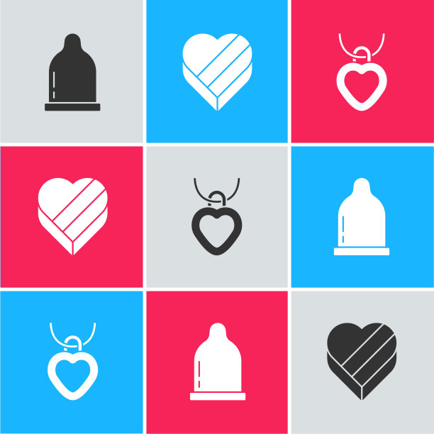 把避孕套糖果和项链放在心形盒子里图片下载