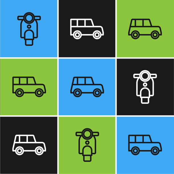 集线滑板车和图标图片下载