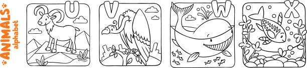 动物字母表或ABC着色书集图片下载