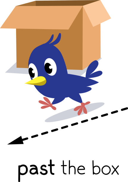 介词运动鸟跑过盒子图片下载