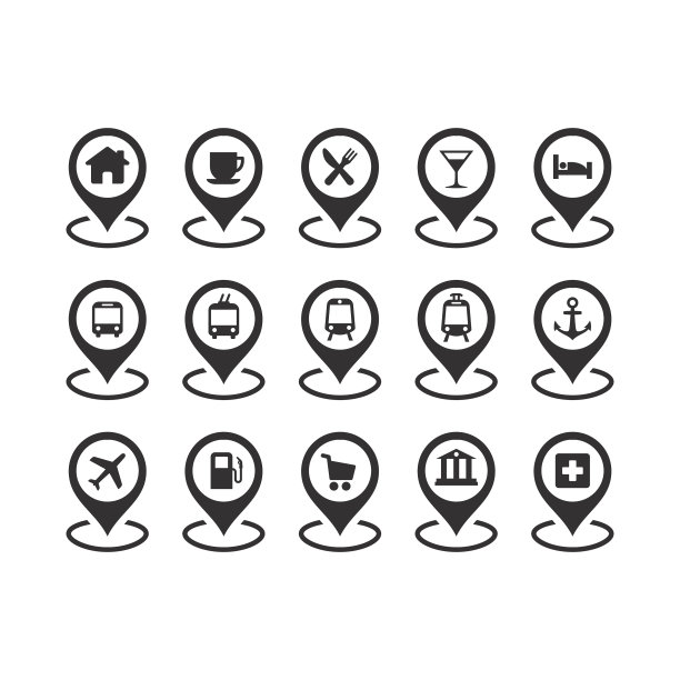 位置图钉黑色图标集图片下载