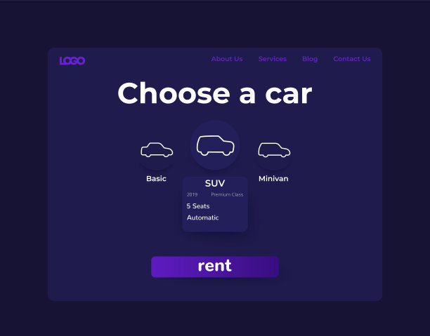汽车租赁服务网页设计图片下载