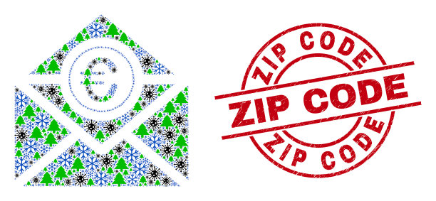 邮政编码垃圾标签和欧洲邮件组成图片下载