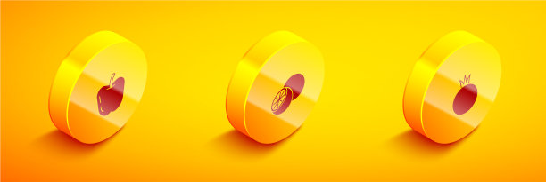 设置等距苹果、橘子、水果和番茄图标图片下载