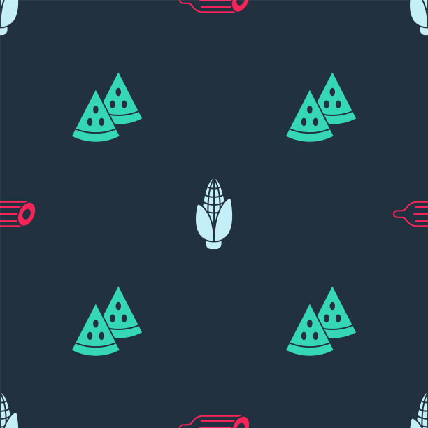 放上新鲜的黄瓜、玉米和西瓜图片下载