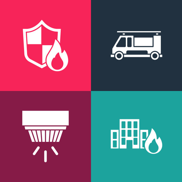 在燃烧的建筑物中点燃流行艺术烟雾报警器图片下载