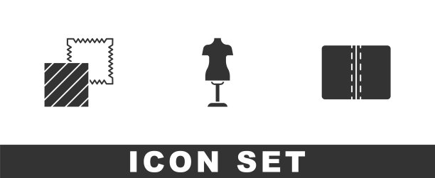 设置纺织织物卷人体模型和图标图片下载